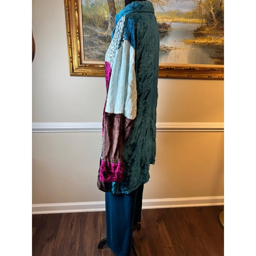 Only Necessities Vintage Patchwork Crushed Velvet 2 Piece Tunic Pant Set Plus 2X